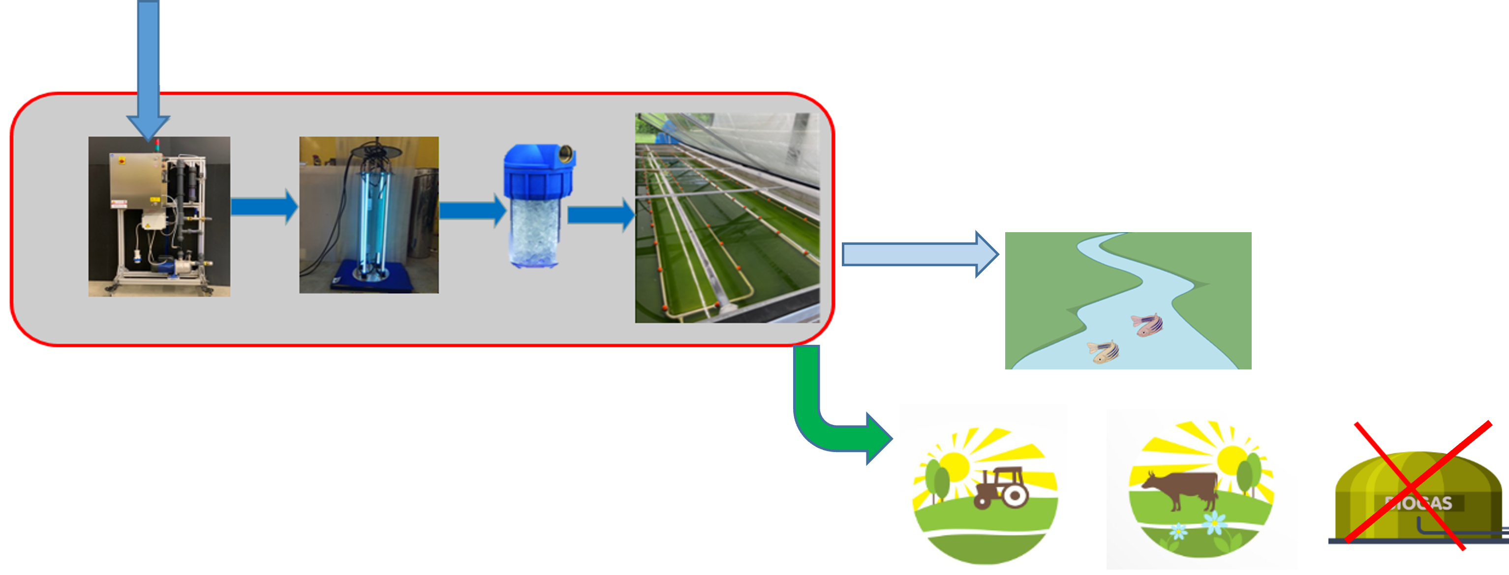Equipaggiamento del prototipo: AOP, UV, filtri, microalghe