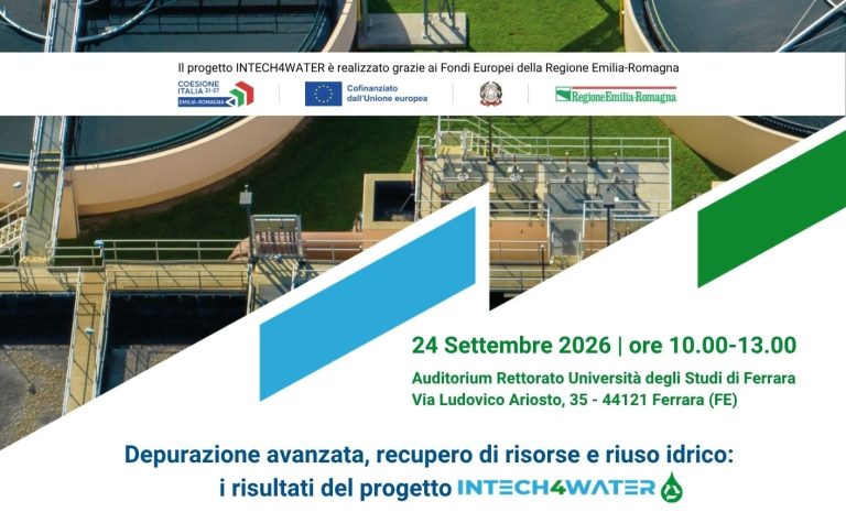 INTECH4WATER: il 24 settembre l’evento finale di Progetto